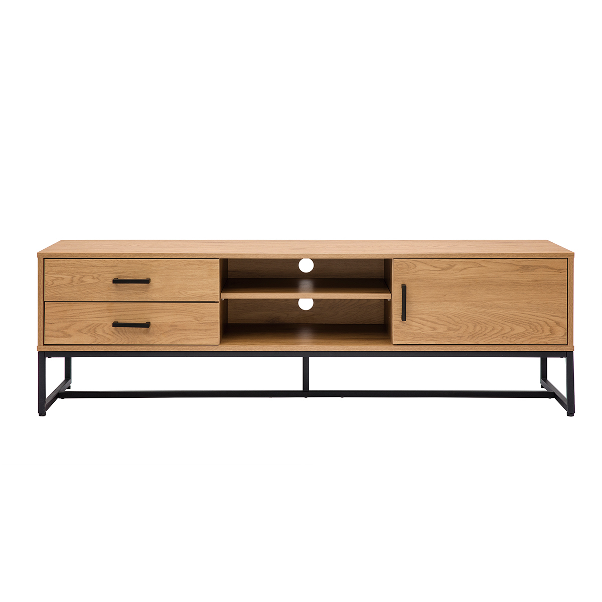 Meuble TV finition bois clair chêne et métal noir L160 cm LOVATO Meuble TV finition bois clair chêne et métal noir L160 cm LOVATO