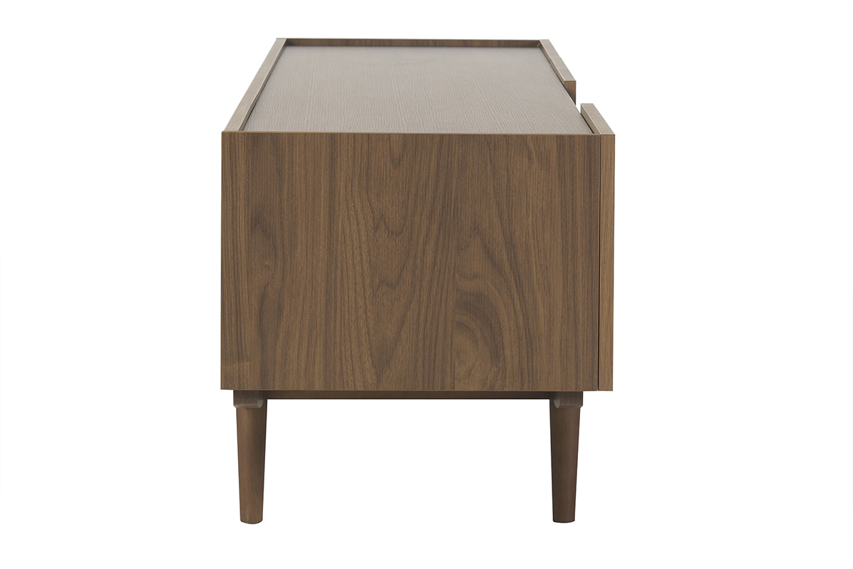 Meuble TV finition bois fonc noyer 3 portes L180 cm SANAA