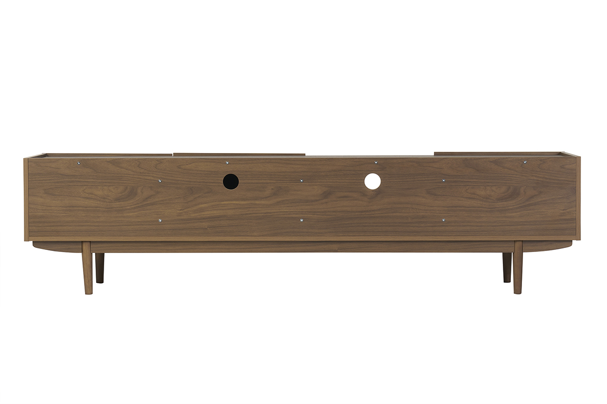 Meuble TV finition bois fonc noyer 3 portes L180 cm SANAA