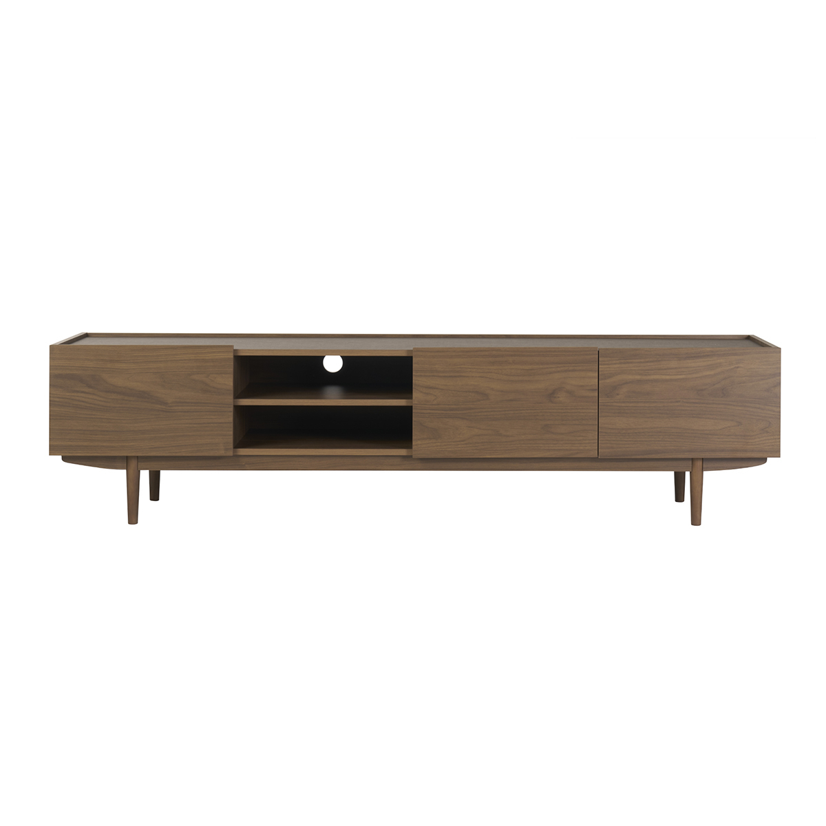 Meuble TV finition bois foncé noyer 3 portes L180 cm SANAA Meuble TV finition bois foncé noyer 3 portes L180 cm SANAA