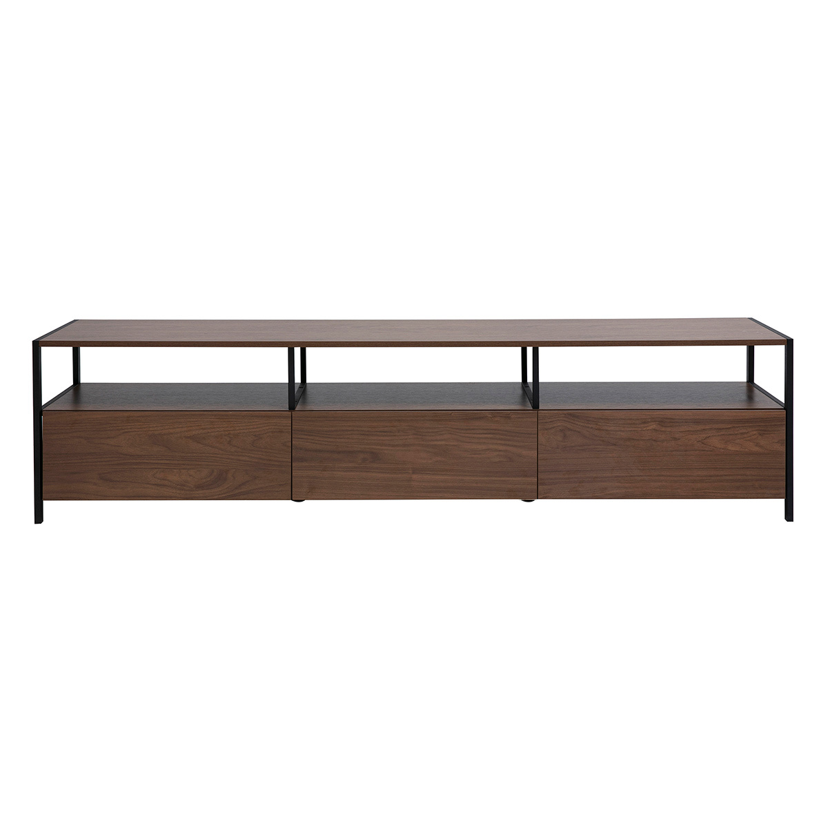 Meuble TV finition bois foncé noyer et métal noir L180 cm MAXENCE Meuble TV finition bois foncé noyer et métal noir L180 cm MAXENCE