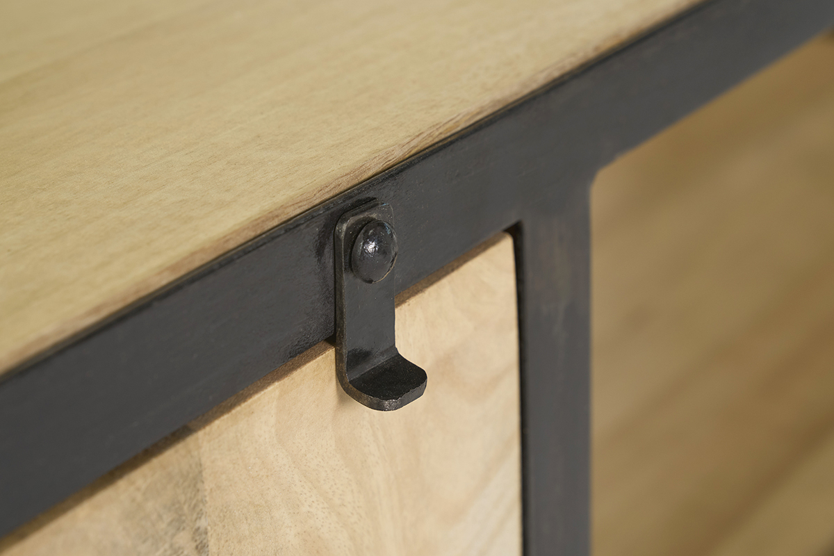 Meuble TV industriel en bois manguier massif L178 cm INDUSTRIA