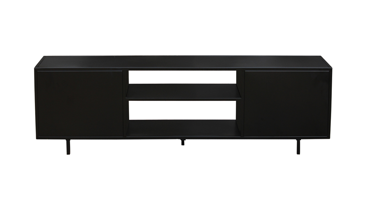 Meuble TV industriel métal noir 2 portes L150 cm KARL