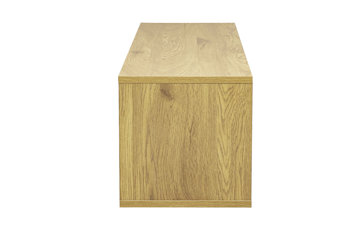 Meuble TV mural FLEXO finition bois clair ch�ne, vue de profil