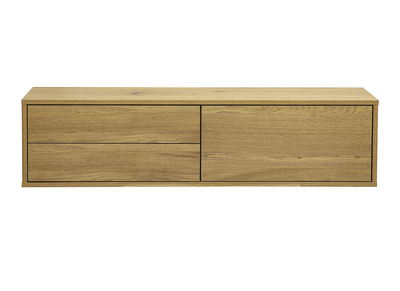 Meuble TV mural finition bois clair ch&ecirc;ne L120 cm FLEXO