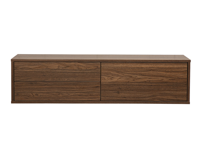 Meuble TV mural finition bois fonc&eacute; noyer L120 cm FLEXO