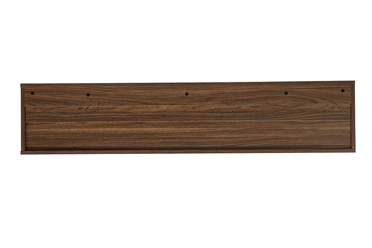 Meuble TV mural en bois fonc� noyer, vue de dos, dimensions L140 cm