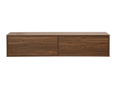 Meuble TV mural finition bois fonc&eacute; noyer L140 cm FLEXO