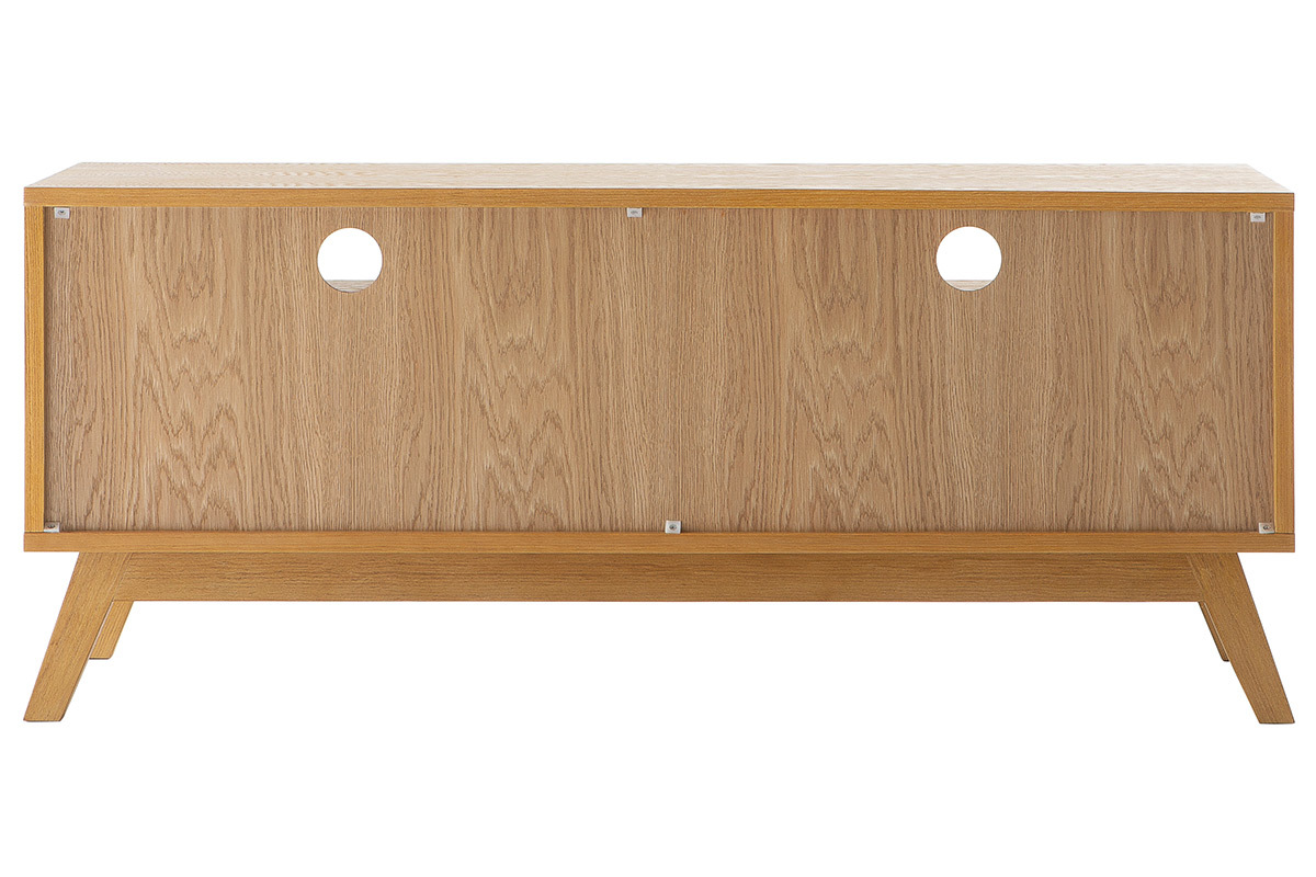 Meuble TV scandinave blanc et bois HELIA