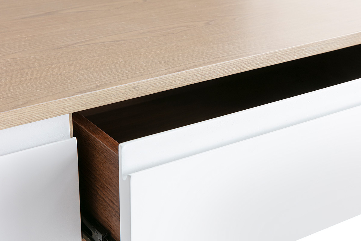 Meuble TV scandinave blanc et bois L170 cm GOTLAND