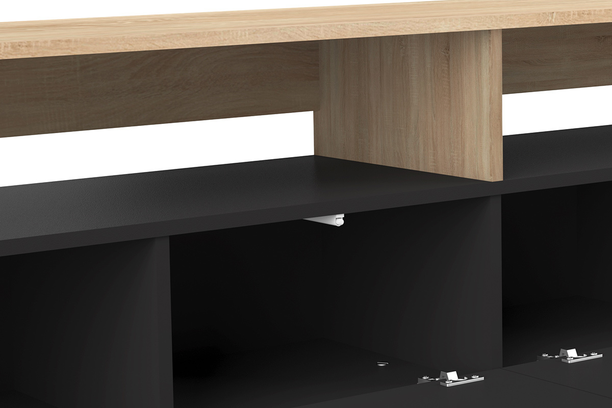 Meuble TV scandinave bois et noir STRIPE