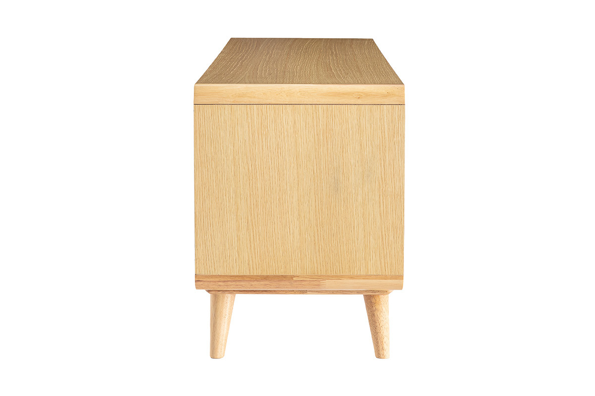 Meuble TV scandinave ch�ne clair et gris COPENHAGUE