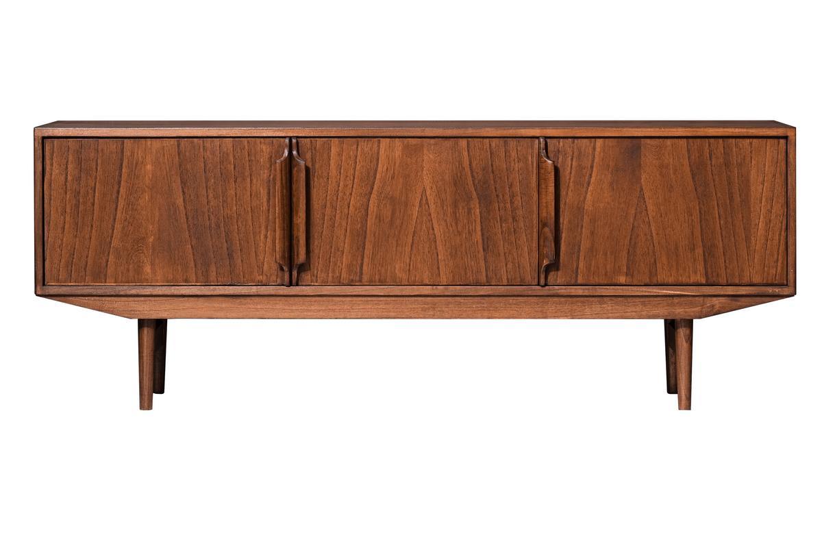 Meuble TV vintage en bois fonc� 3 portes L160 cm SEVEN