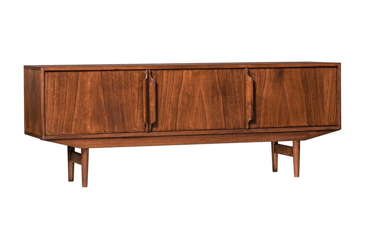 Meuble TV vintage en bois fonc� 3 portes L160 cm SEVEN