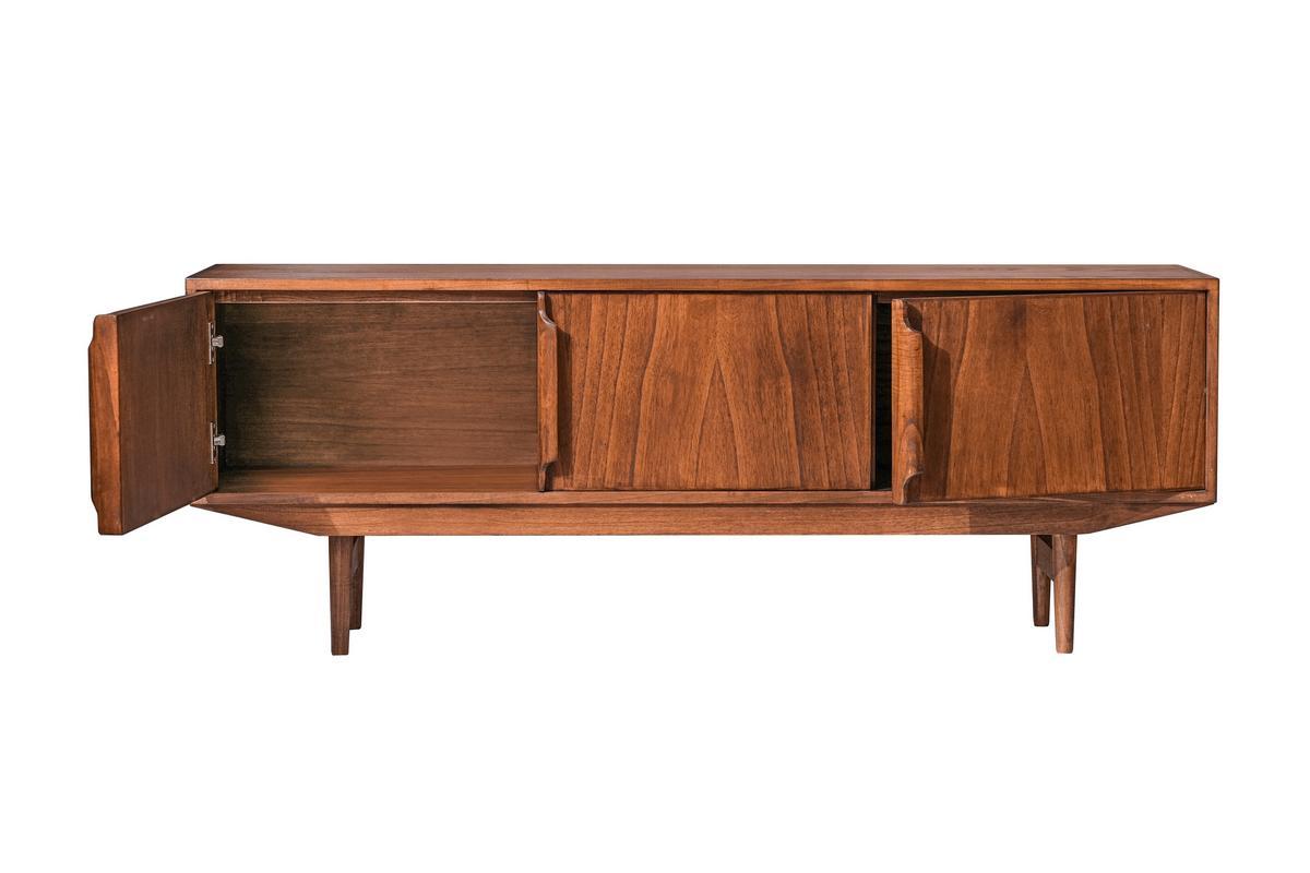 Meuble TV vintage en bois fonc� 3 portes L160 cm SEVEN