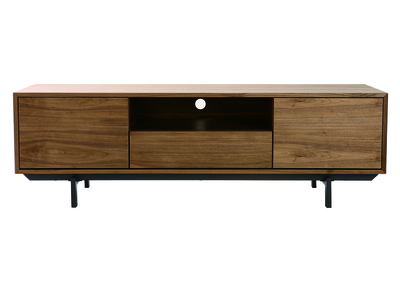 Meuble TV vintage en bois foncé niche ouverte L160 cm MANNY