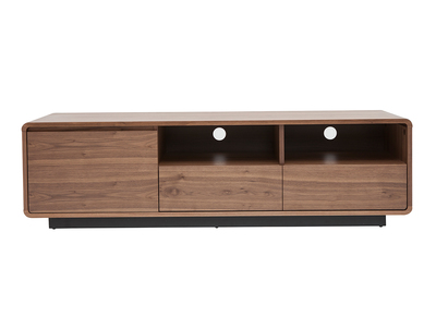 Meuble TV vintage en bois foncé noyer et métal noir L160 cm JAKO