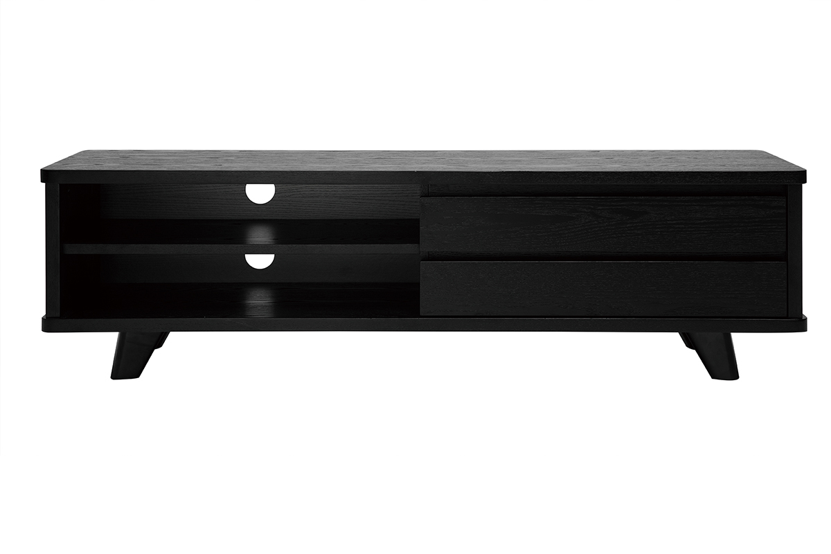 Meuble TV vintage noir avec tiroirs L140 cm FIFTIES