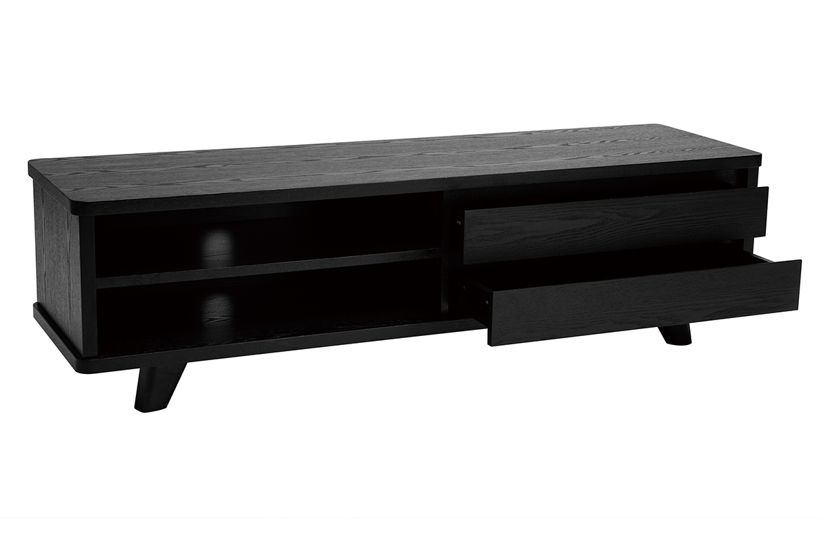Meuble TV vintage noir avec tiroirs L140 cm FIFTIES