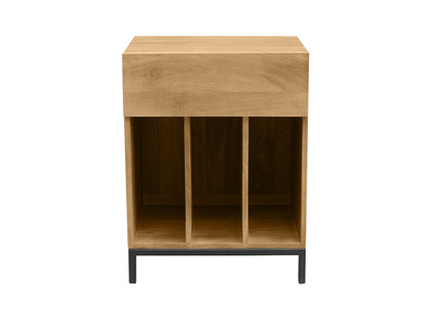 Meuble vinyle en bois massif et m&eacute;tal noir L50 cm YPSTER