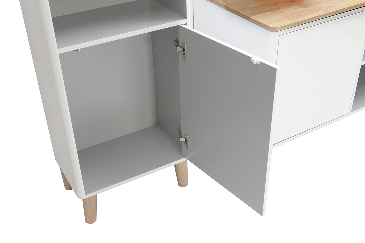 Meubles de salle de bains avec colonne et miroir blanc et bois (sans vasque) LA�TA