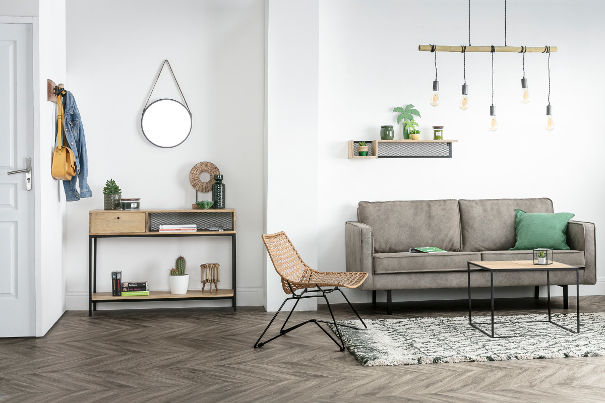 Miroir rond design m�tal noir 40cm KARL