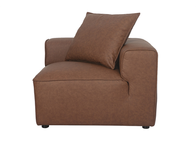 Module d'angle droit pour canap&eacute; en cuir marron FERGUS
