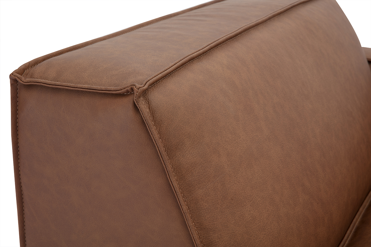Zoom module d'angle droit canap en cuir marron SPLIT