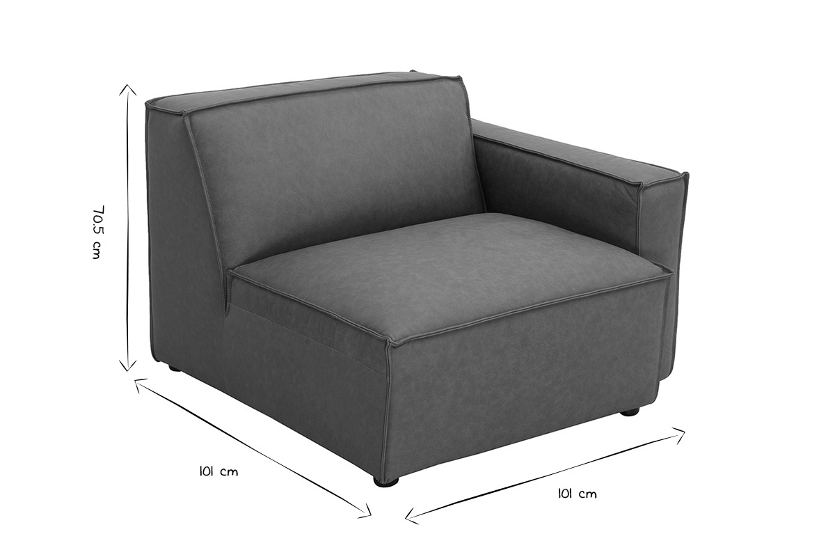 Dimensions du module d'angle droit pour canap en cuir marron SPLIT