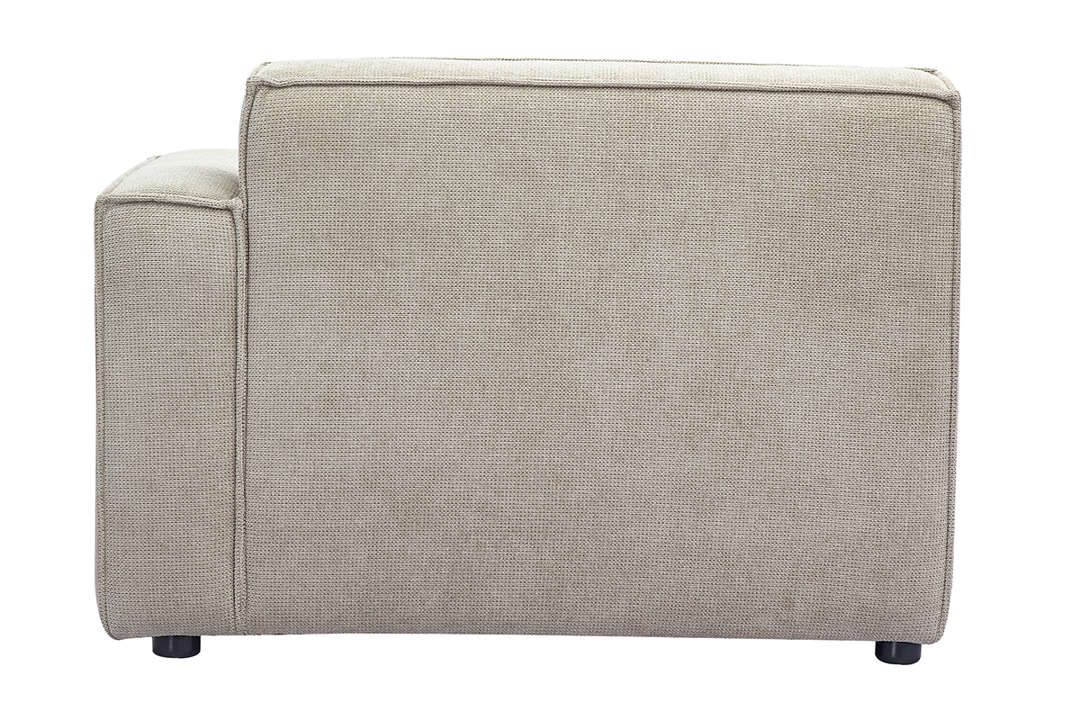 Module d'angle droit pour canap beige en vue de dos.