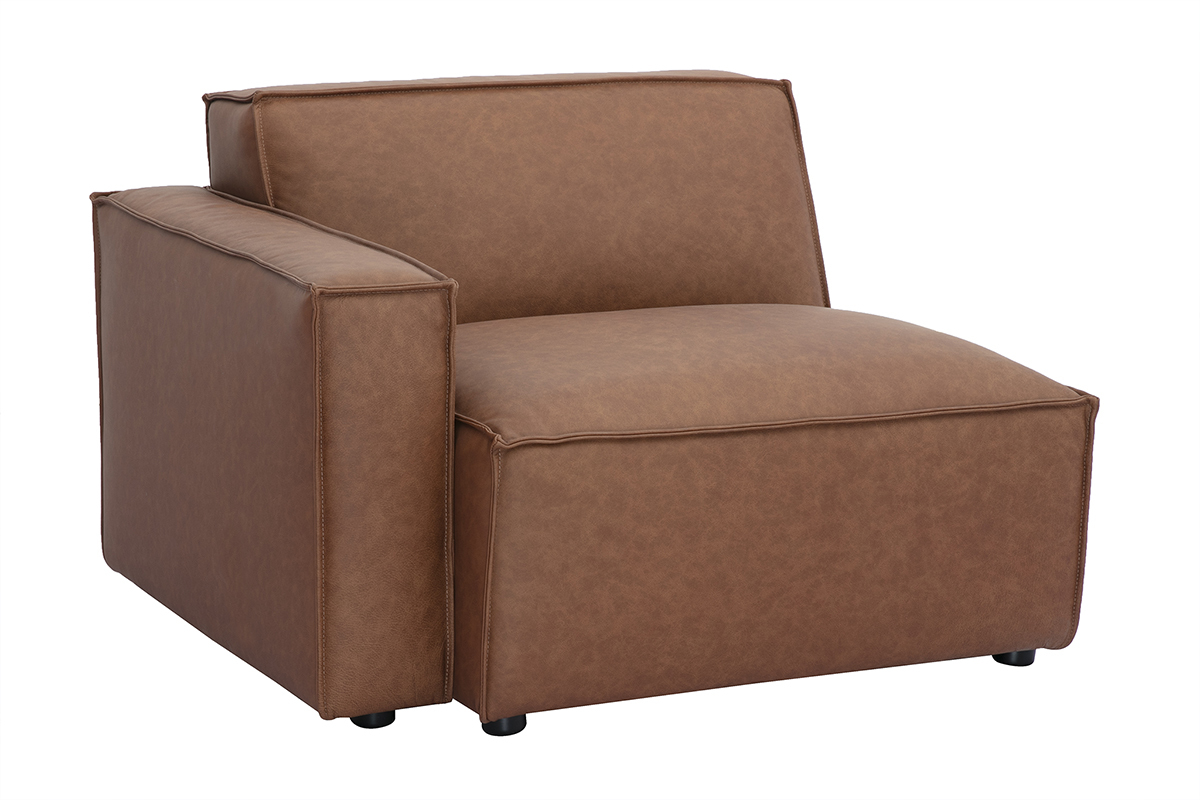 Module d'angle gauche en cuir marron pour canap, design vintage SPLIT