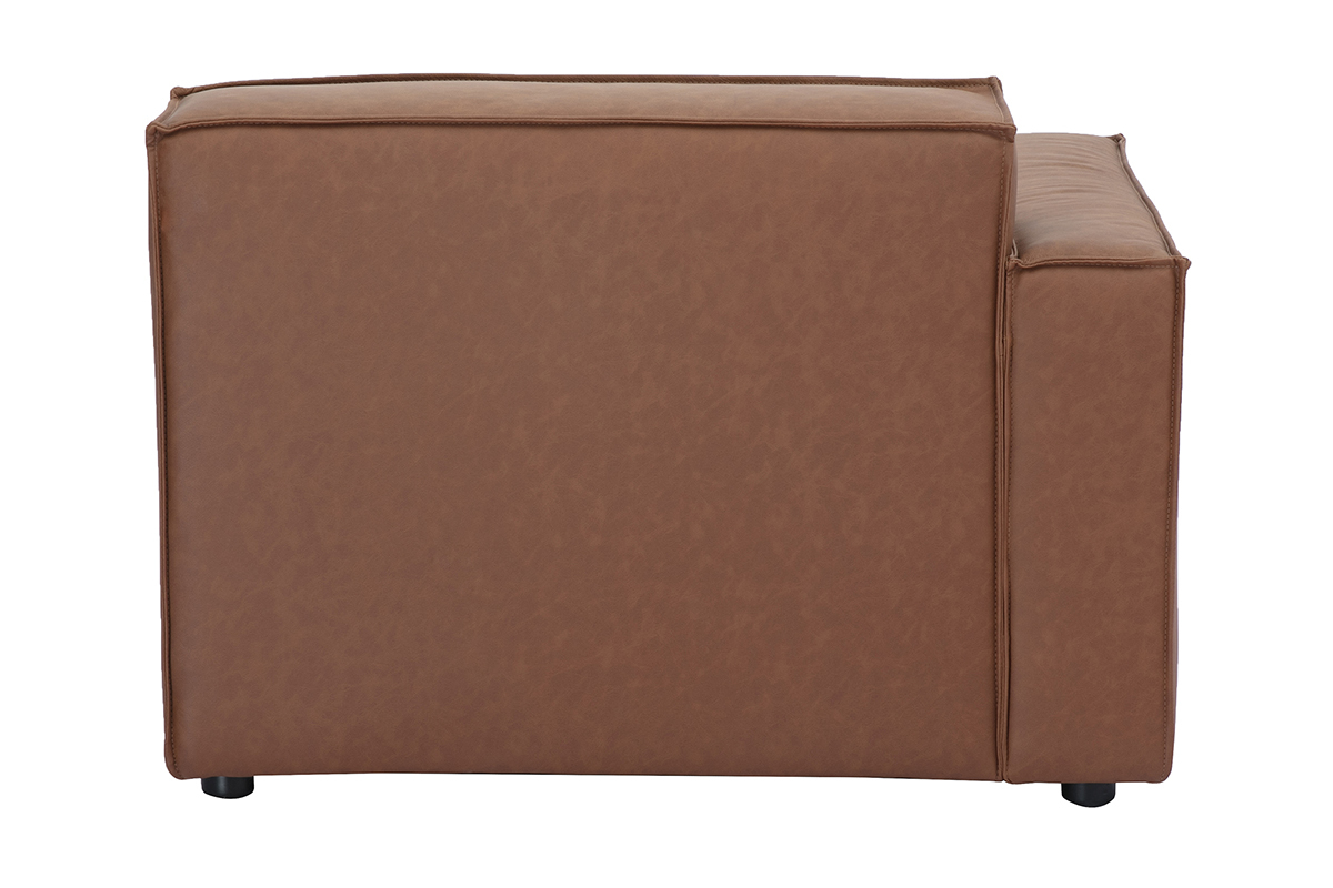 Module d'angle gauche pour canap en cuir marron SPLIT, vue de dos