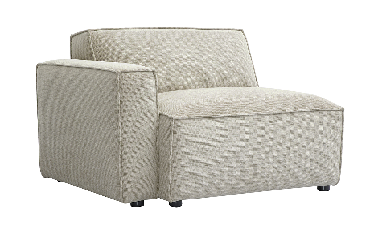 Module d'angle gauche en tissu chenille textur beige pour canap SPLIT.
