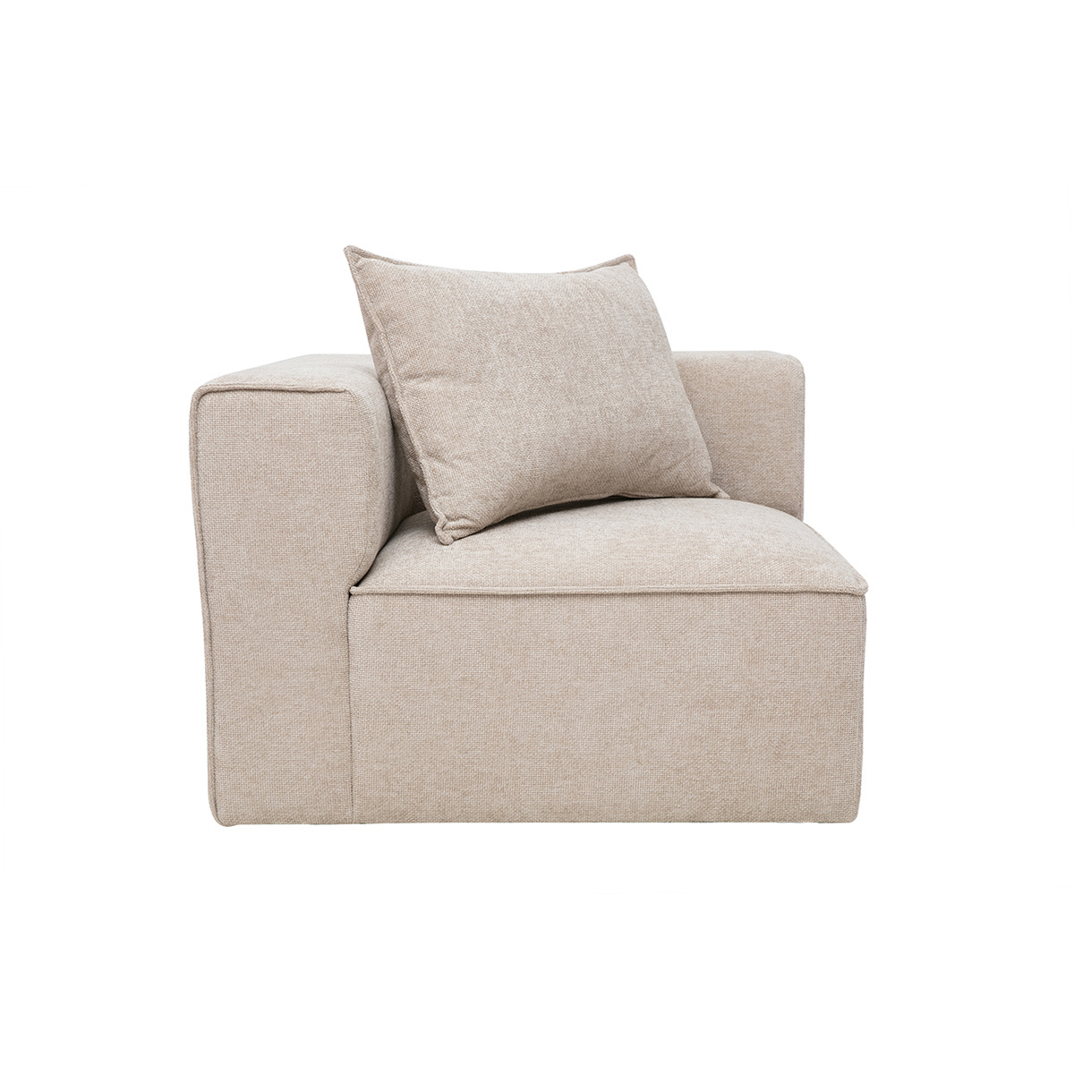 Module d'angle gauche pour canapé en tissu effet velours texturé beige KERRY Module d'angle gauche pour canapé en tissu effet velours texturé beige KERRY