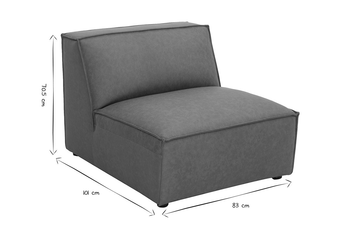 Module droit pour canap en cuir marron SPLIT aux dimensions indiques, style vintage et lgant.