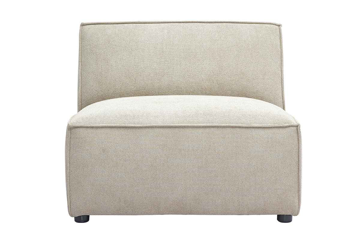 Module droit pour canap en tissu beige, vue de face.