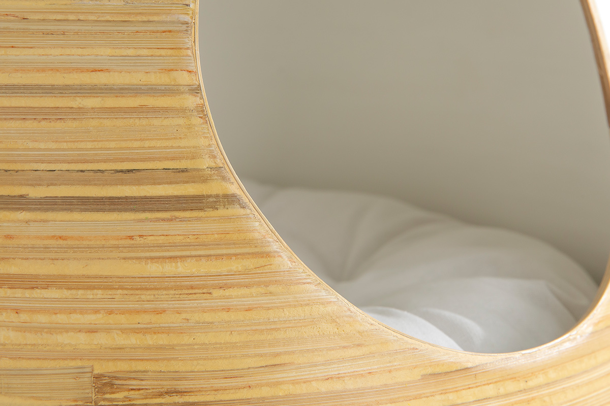 Niche design pour chat et petit chien en bambou int�rieur laqu� blanc L40 cm YODO