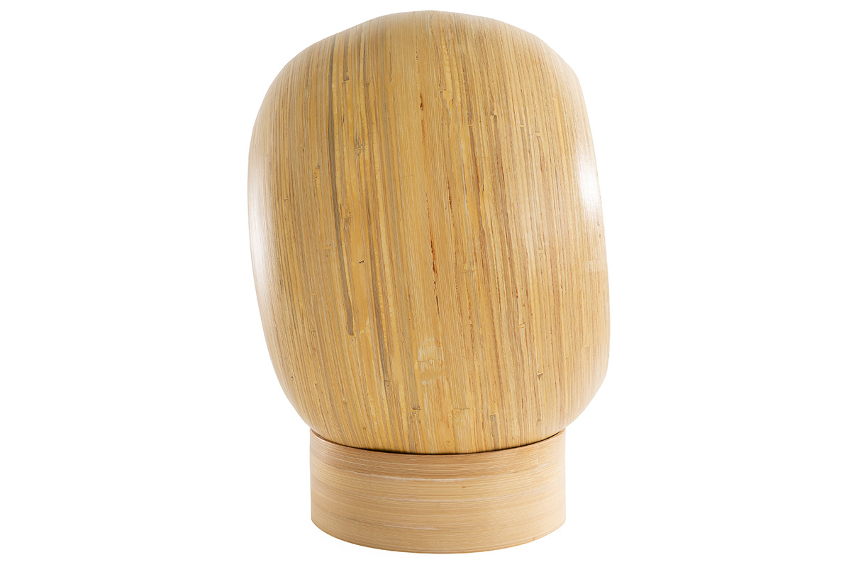 Niche ronde design pour chat et petit chien en bambou naturel et int�rieur laqu� blanc L50 cm POPPINS