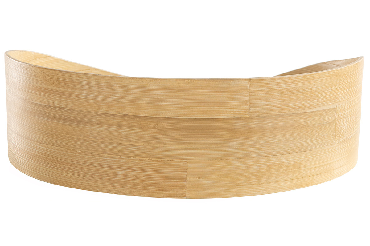 Panier design pour chat et petit chien en bambou avec coussin blanc L50 cm OBI