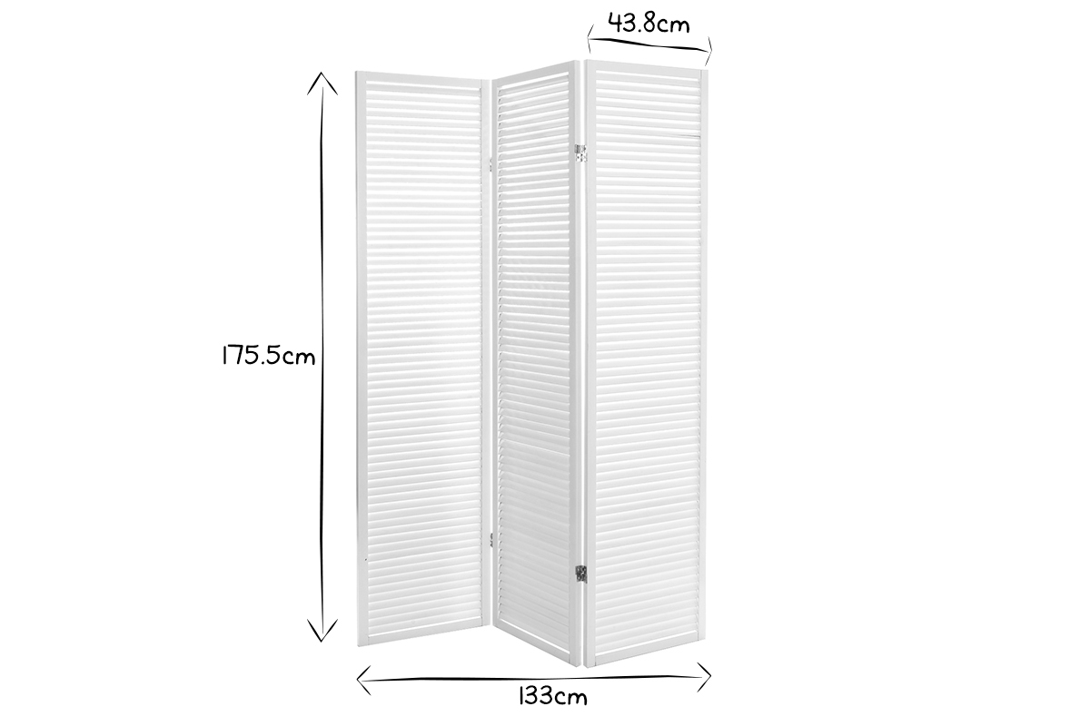 Paravent en bois blanc ROMANCE 
