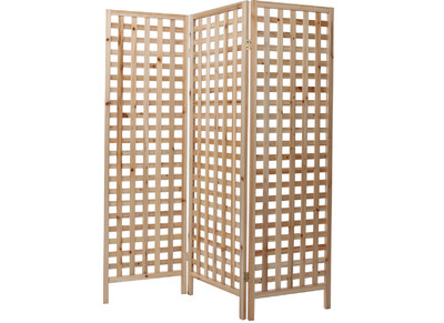 Paravent en bois clair motif ajouré 3 vantaux L133 cm AKKIKO