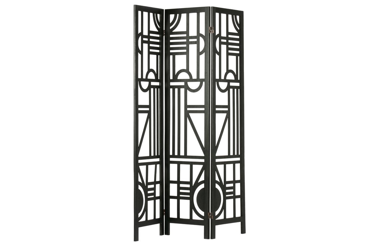 Paravent en bois noir avec motifs g�om�triques H170 cm KEOPS