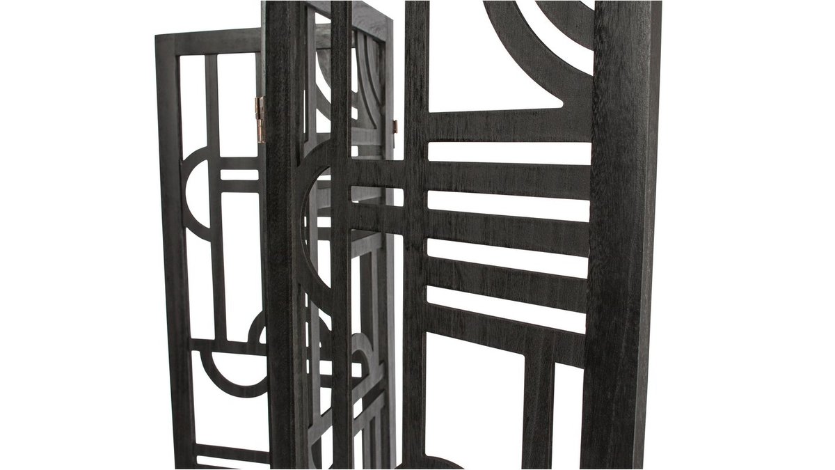 Paravent en bois noir avec motifs gomtriques H170 cm KEOPS