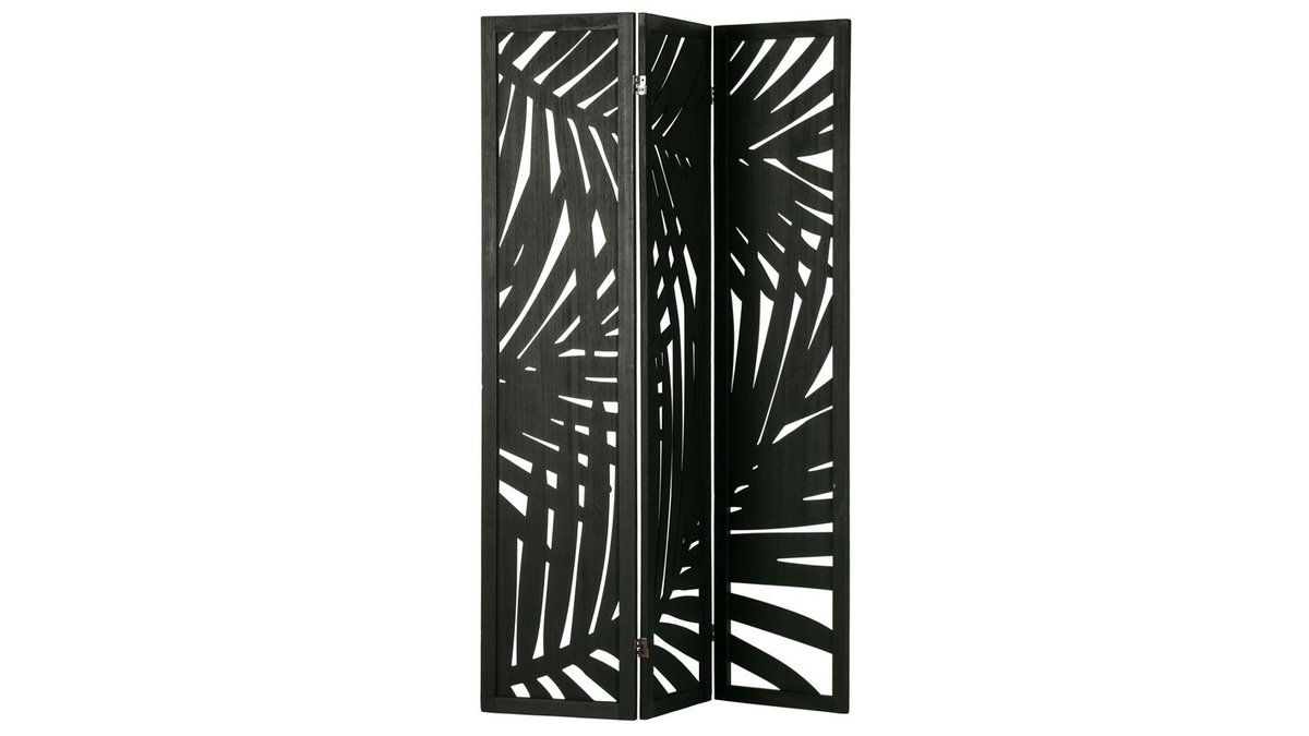 Paravent en bois noir avec motifs vgtaux H170 cm HILO