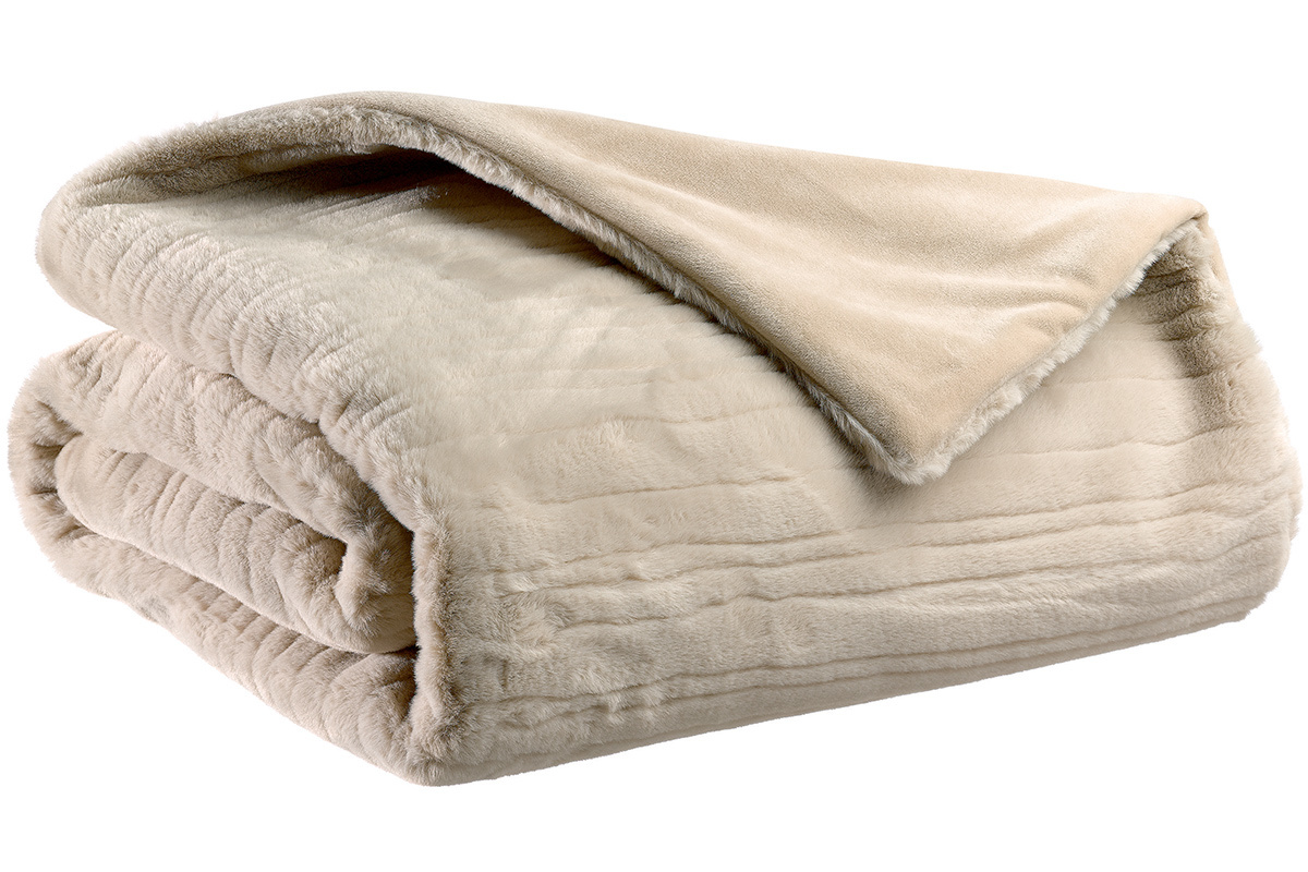 Plaid doux beige naturel 140 x 180 CHAM