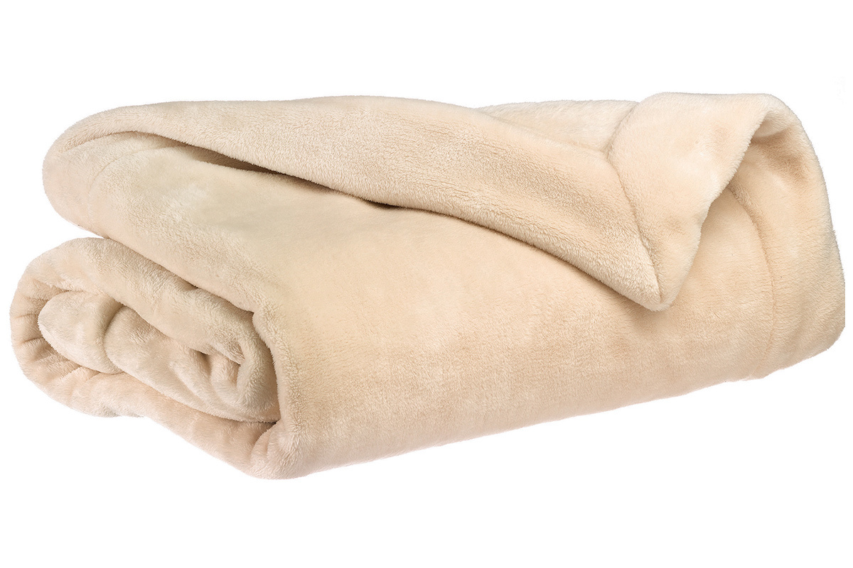 Plaid doux en polyester crme 150 x 200 cm FERO