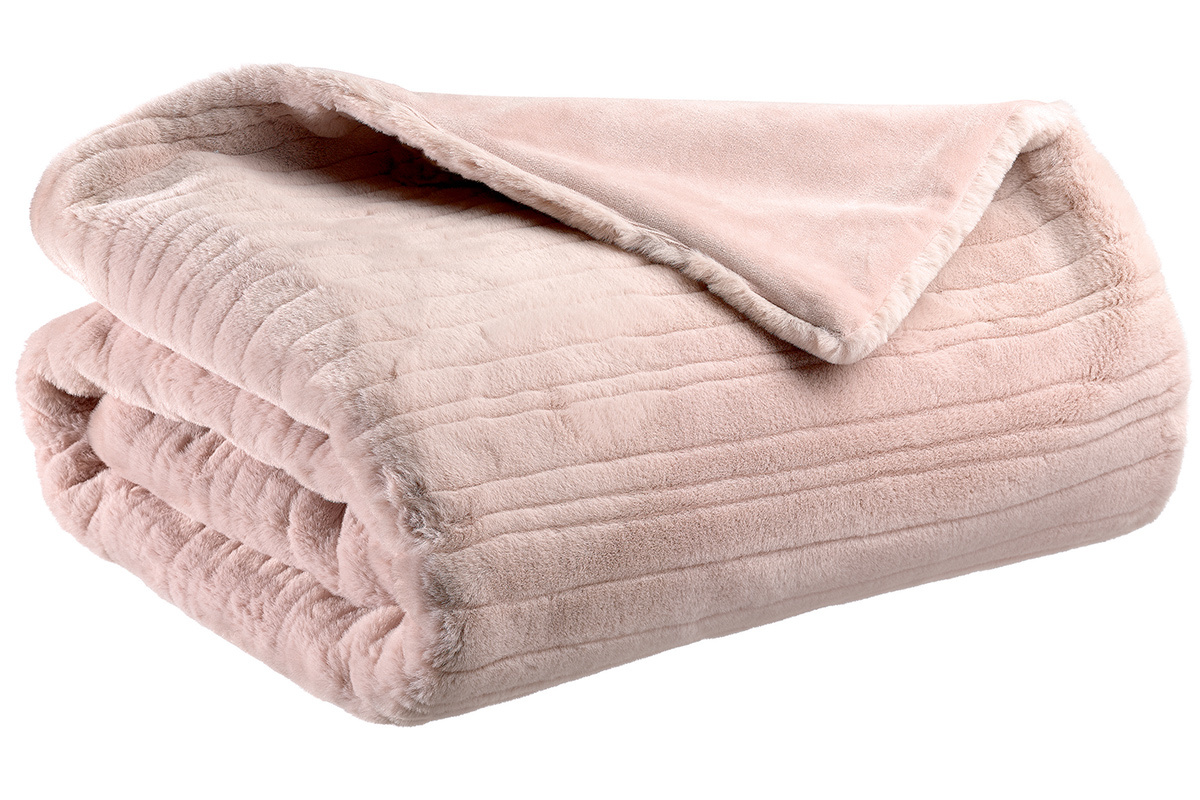 Plaid doux rose poudr� 140 x 180 CHAM