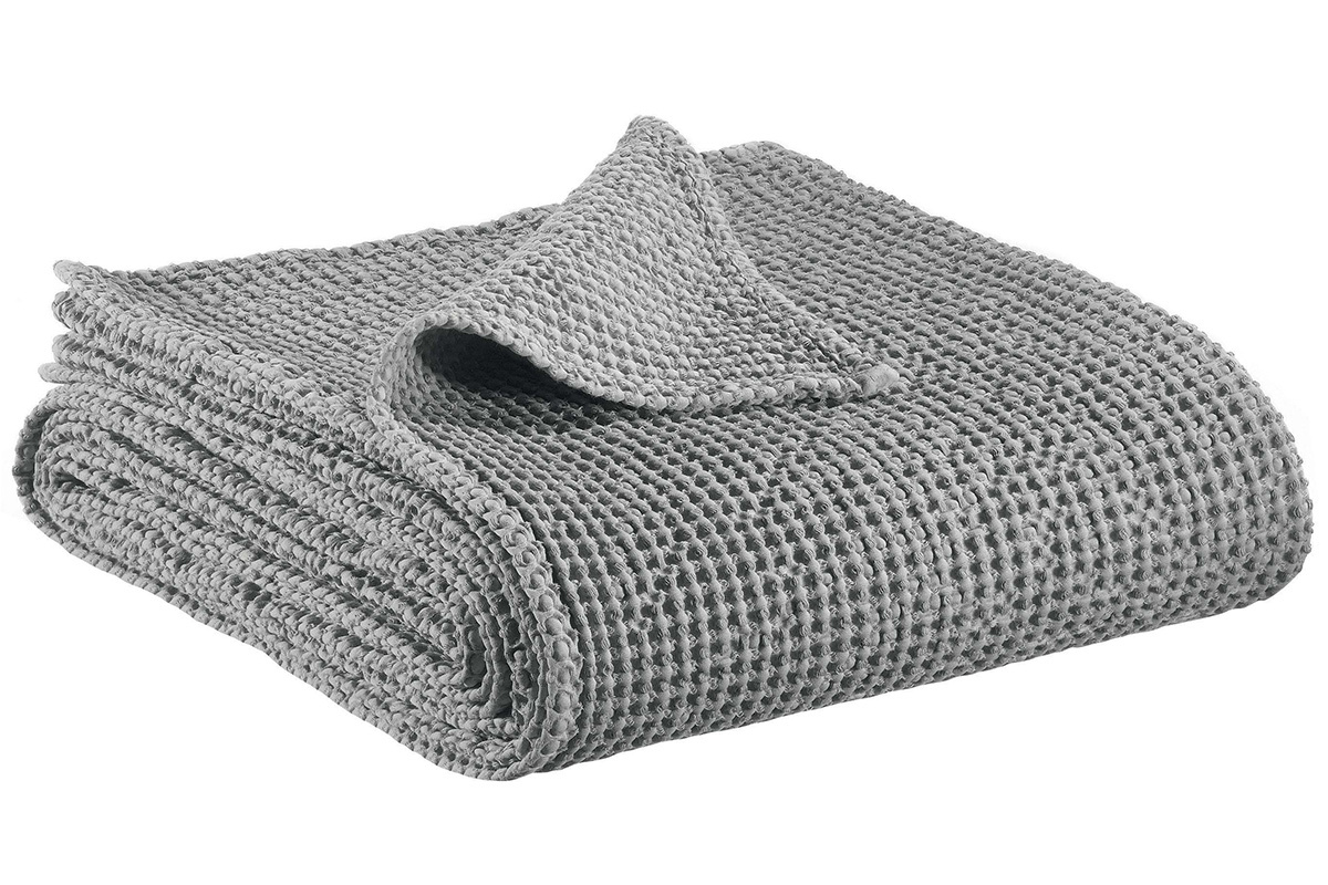 Plaid en coton gris perle 140 x 200 cm YAM