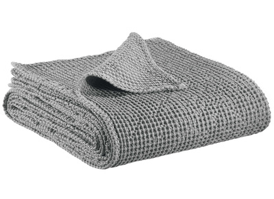 Plaid en coton gris perle 140 x 200 cm YAM