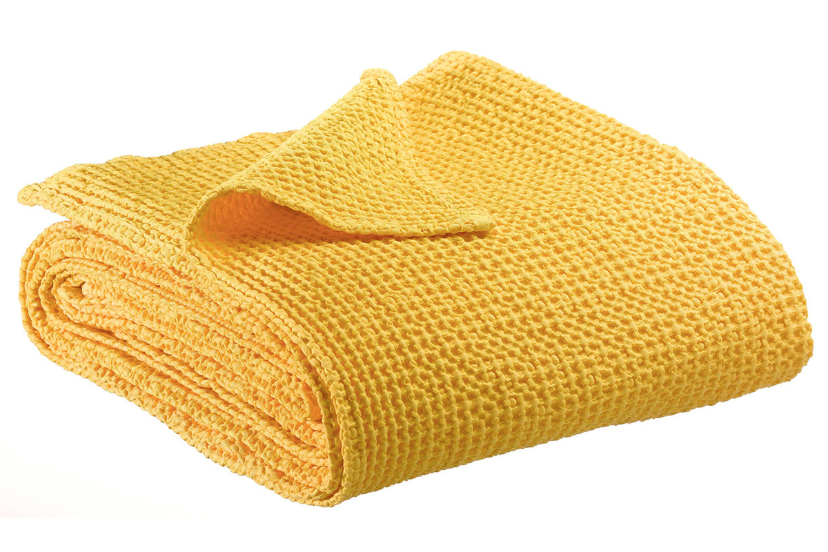 Plaid en coton jaune 140 x 200 cm YAM